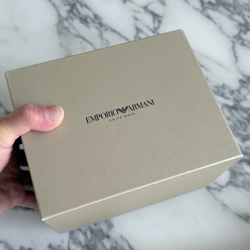 Emporio Armani Swiss Made Luxury Watch Box Set with Manuals and Pouch